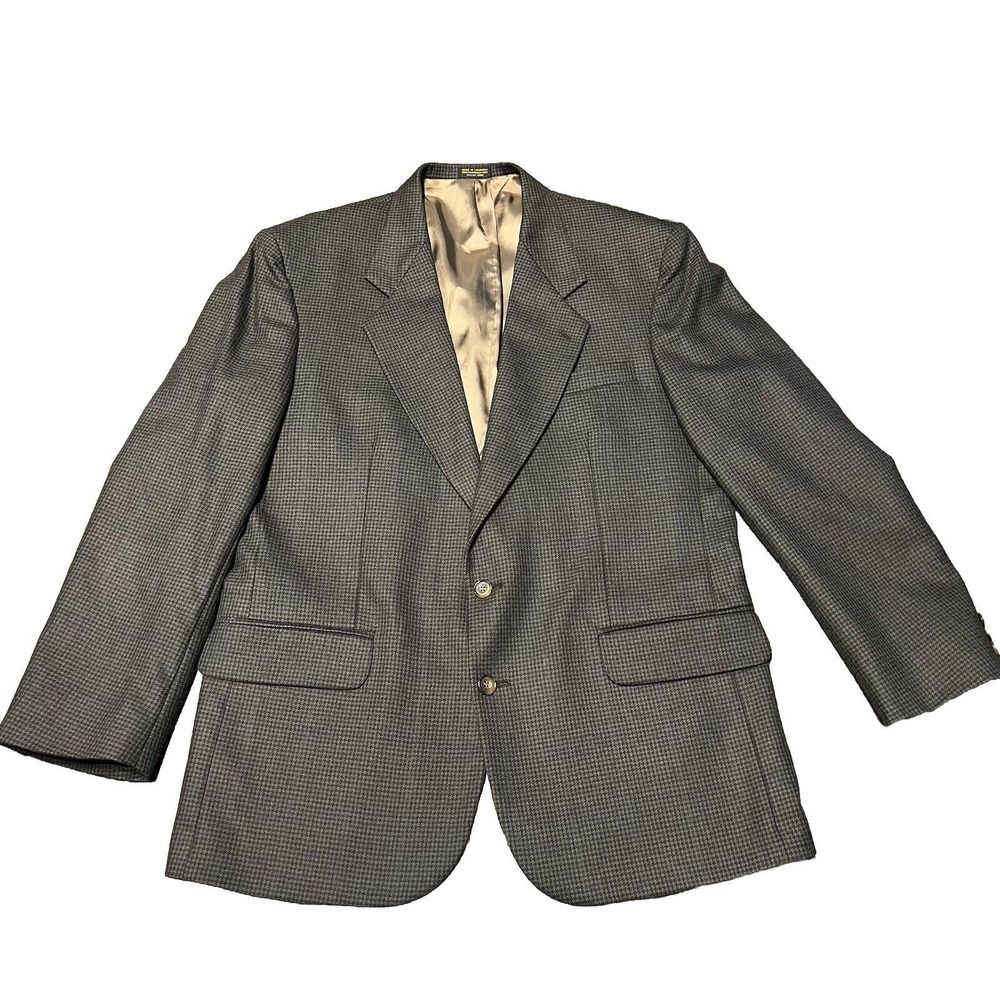 OSCAR DE LA RENTA BOLD Dark Check Plaid Tweed Houndstooth Sportscoat Blazer 43R‎